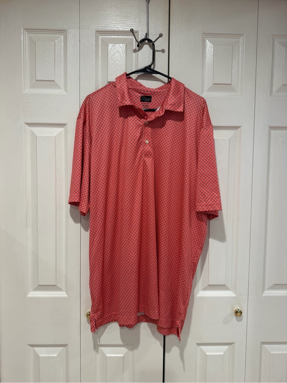 Greg Norman Collection Coral Red Micro-Pattern Polo